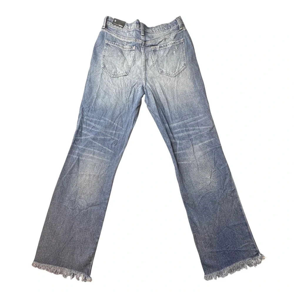 Fashion Nova Jeans Womens 9 Blue When You Need Em Straight Dad Distressed Frayed